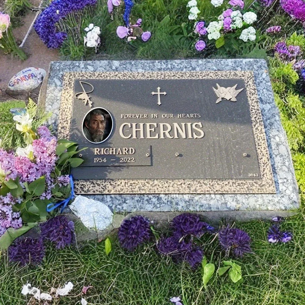 2D Flat Not 3D 1pc Custom Photo Memorial Headstone Tile Personalized Grave Marker with Oval Design Oval Gravestone Marker