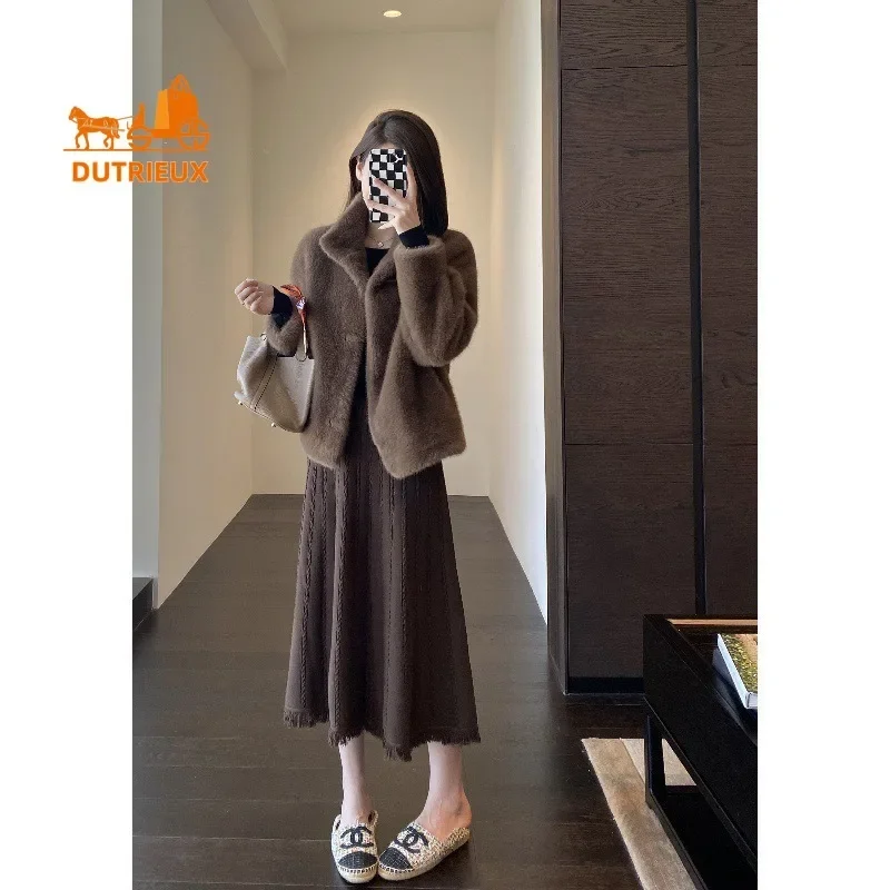 New Winter Coat for Women, Best Quality, Elegant and Generous Stand-up Collar Silhouette Real Fur Coat Jacket Warm Temperament