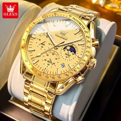 OLEVS Original Brand Watches for Men Waterproof Luminous Gold Stainless Steel Luxury Mens Watch Fashion Trend Wristwatch Man