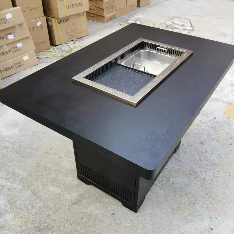 Electric Barbecue Grill and Hot Pot Dinning Table Singapore Hot Pot and Bbq Grill Table for Restaurant