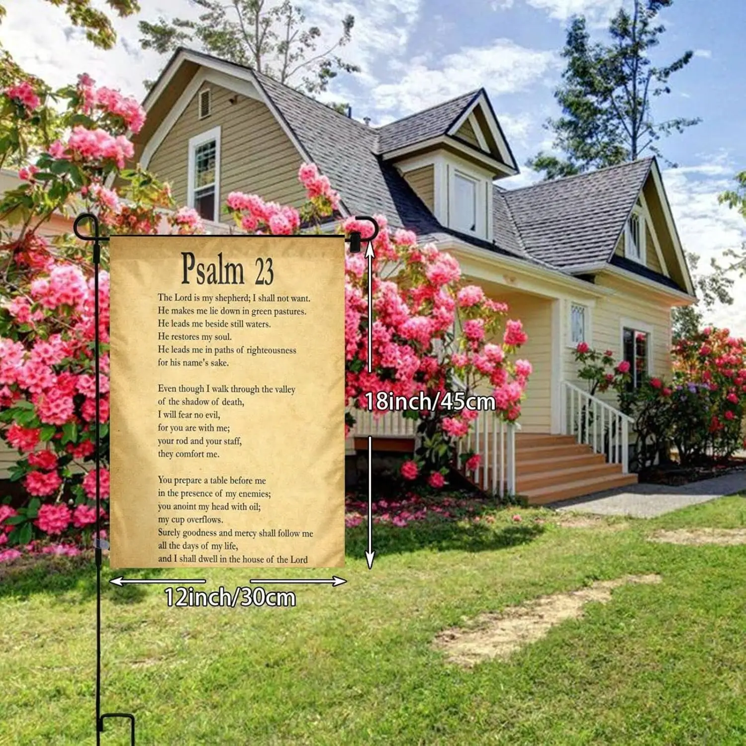 Psalm 23 Garden Banner 12 X 18 Inch Vertical Double Sided For Lawn Garden House Indoor Outdoor Decor