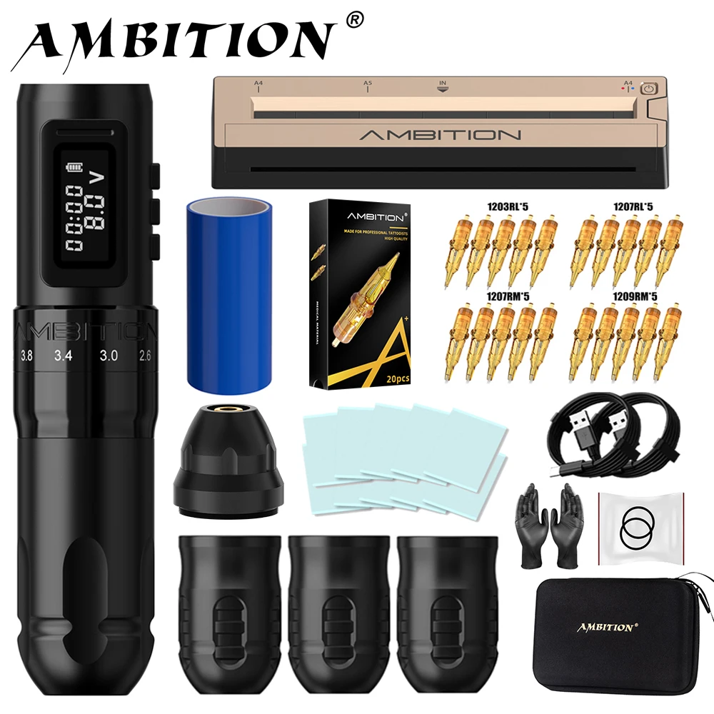 

Беспроводная тату-машинка Ambition MARS-U с регулируемым ходом 2.2-4.2 мм, бесщеточным мотором и подключением к термотрансферному аппарату