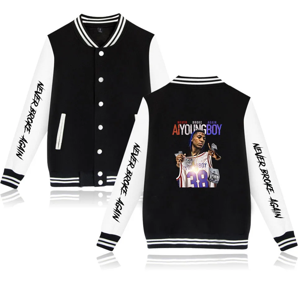 Sweat à capuche à manches longues pour hommes et femmes, procureur du rap, gBoy Never Broke Again, uniforme de baseball, veste Smile, streetwear Hip Hop, sweat à capuche rose PVD