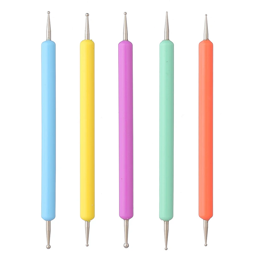 Description Picture 5 of item5Pcs Candy Colors Nail Art Dotting Pens, Dual-ended Drawing Painting Rhinestones Picker Manicure Tools