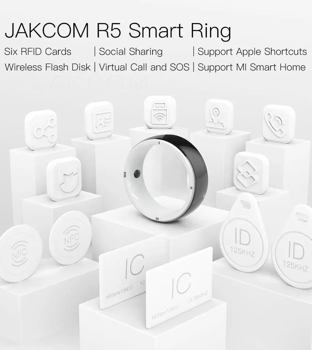 JAKCOM-Anneau intelligent R5 avec corps en céramique, carte 2NDavid 2ID 2IC, intégration de la fonction, prend en charge Android IOS, double