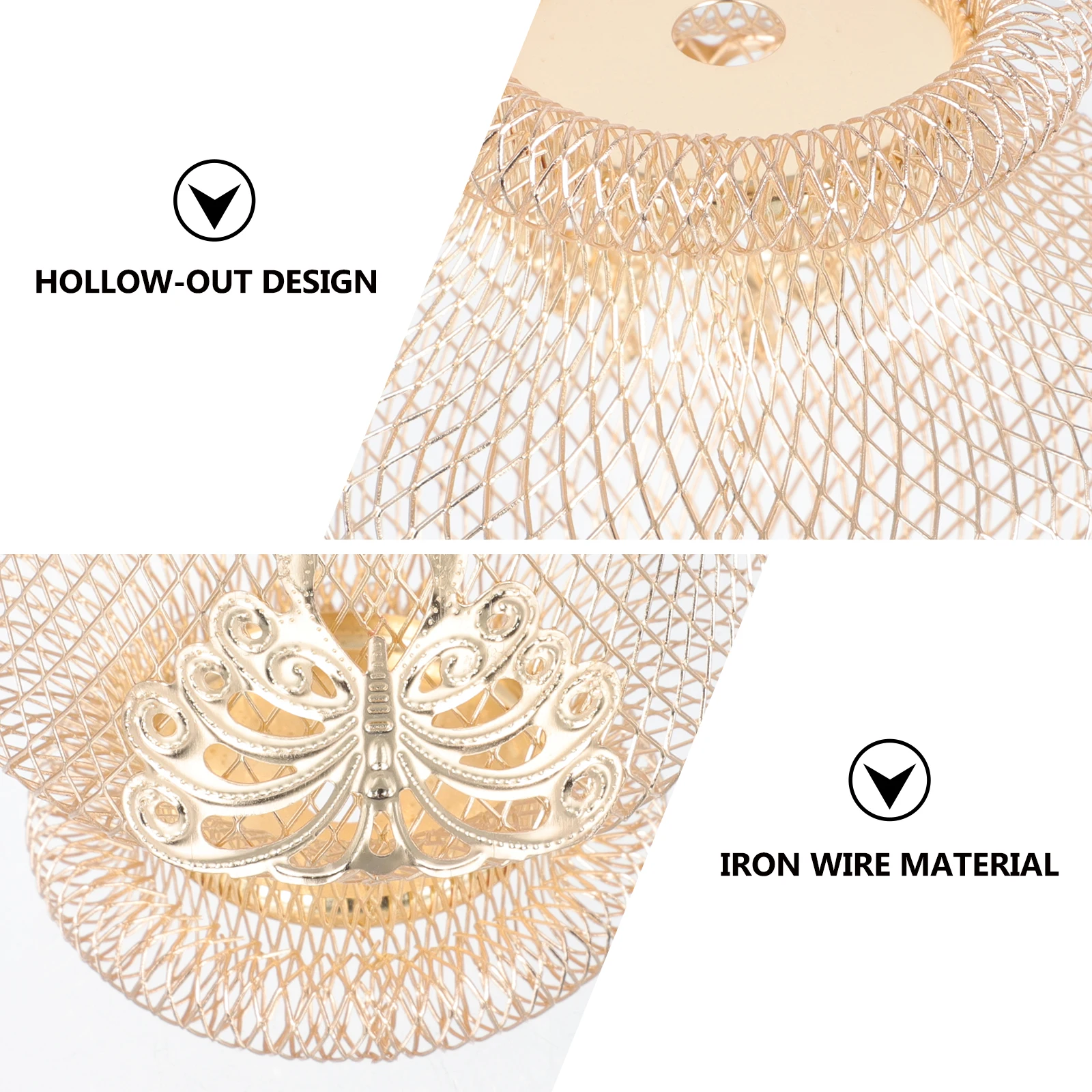 

Golden Lampshade Wire Hollow Ceiling Light Cover Design Wear Resistant Practical Decorative Butterfly Vase Night Lamp Cover