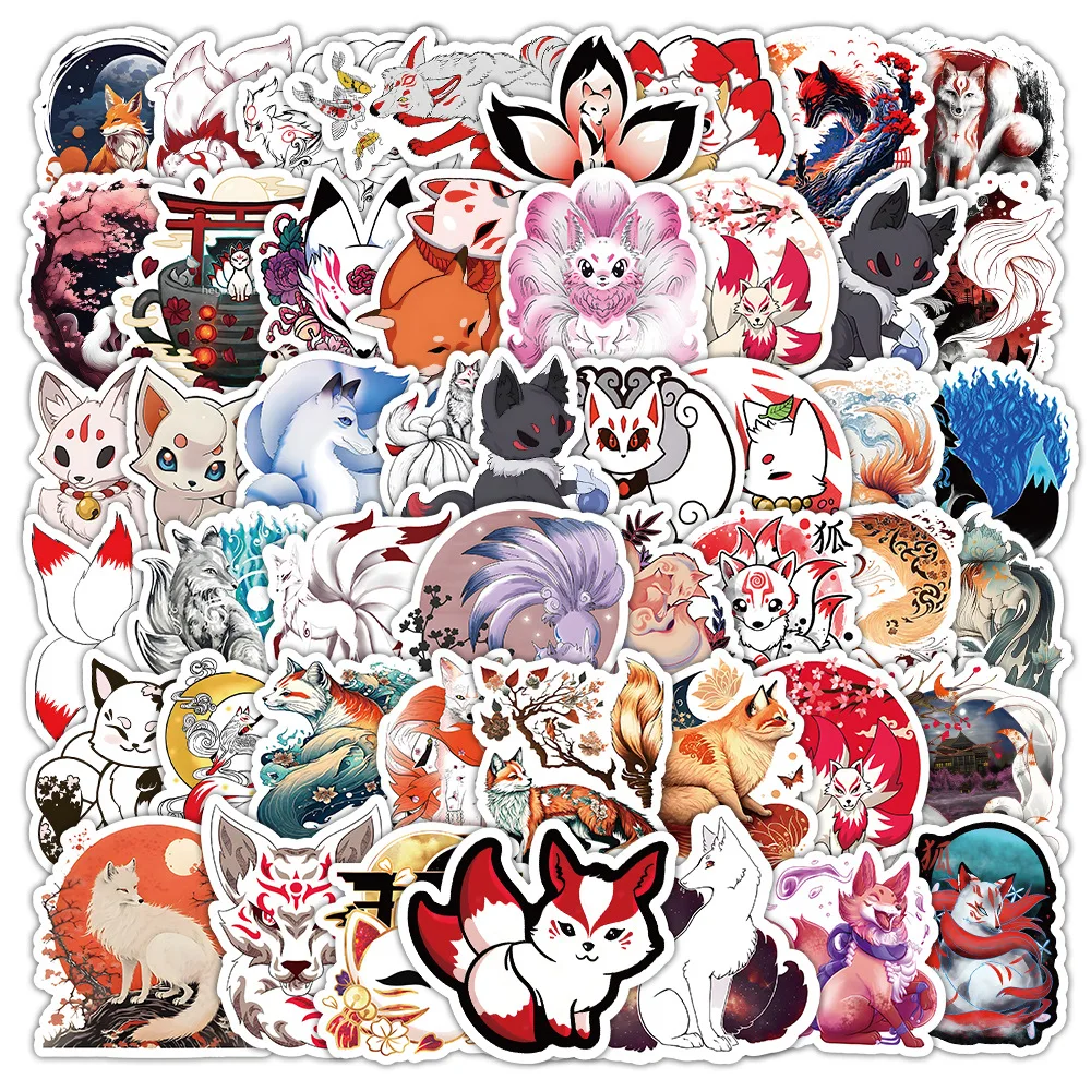 

10/30/50pcs Kitsune Cartoon Graffiti Stickers Decorative Luggage Guitar Mobile Laptop Phone Water Diy Cup Decal Decor Stickers