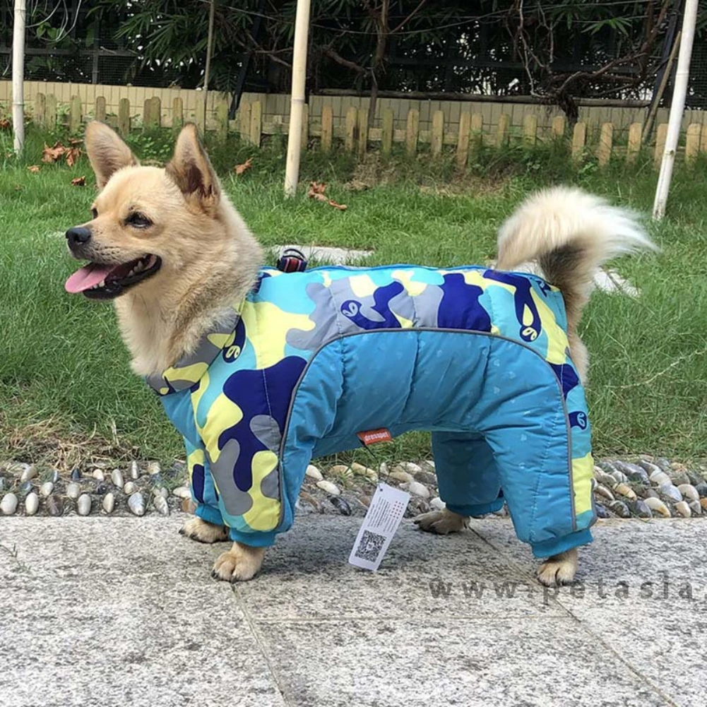 Pet Winter Warm Camouflage Belly Padded Coat Dog Thick Waterproof Hoodie Comfortable Jacket Onesie Dog Outdoor Windproof Clothes