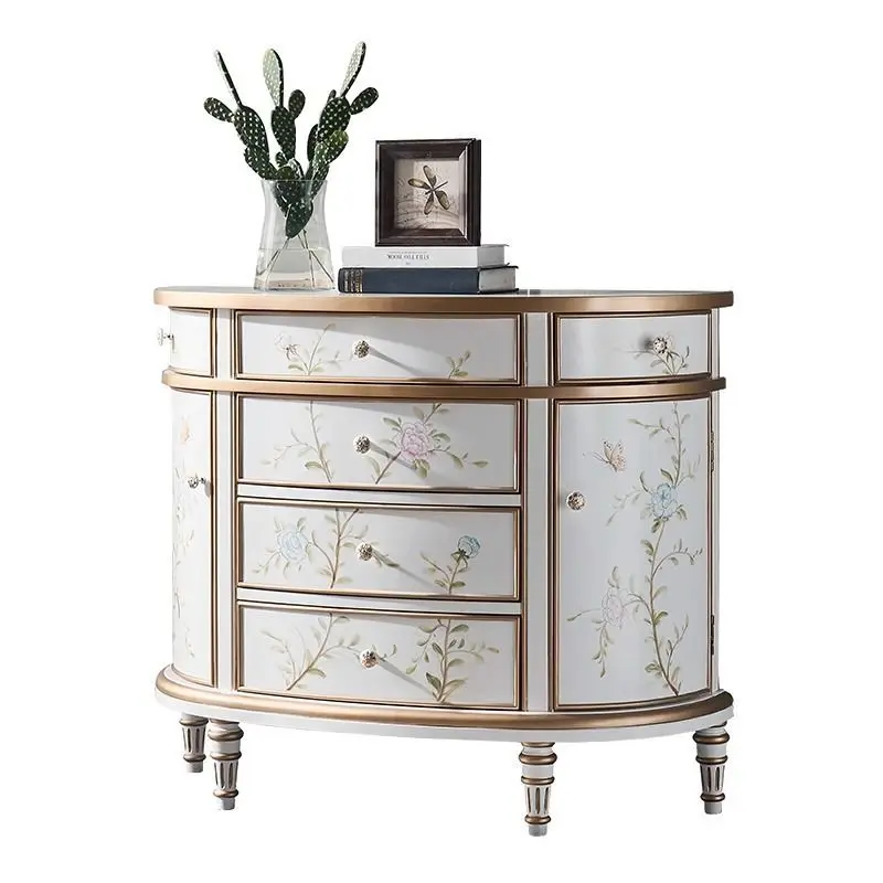 

semi-round entrance cabinet French light luxury decorative chest cabinet European living room partition entry side table