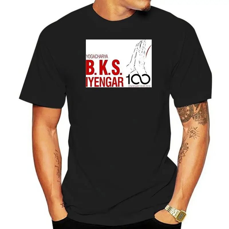 Printed Men T Shirt Cotton O-Neck tshirts BKS Iyengar Official Centenary Year Logo - charity design Short-Sleeve Women T-Shirt