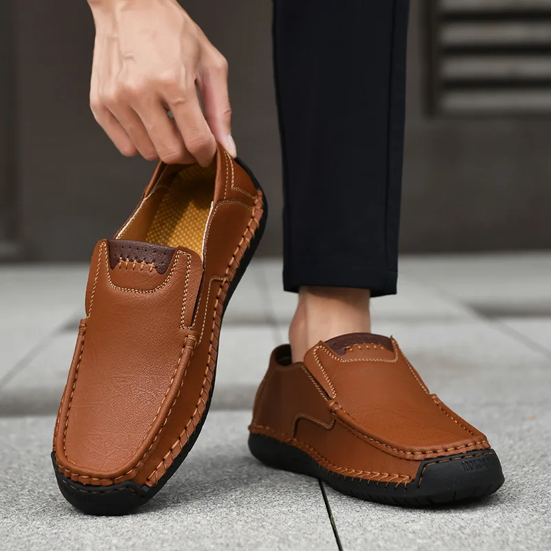 Leather Men Shoes Luxury Trendy 2024 Casual Slip on Formal Loafers Man Moccasins Italian Black Male Driving Shoes Sneakers