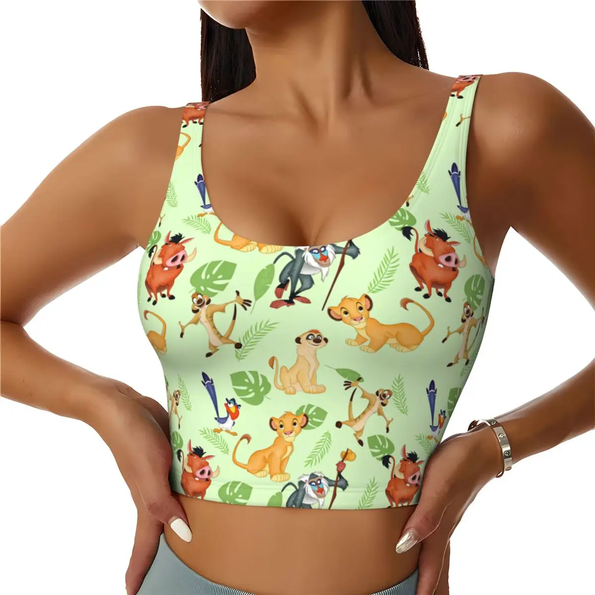 

Custom Lion King Cartoons Sports Bra Women's Manga High Impact Workout Yoga Crop Top