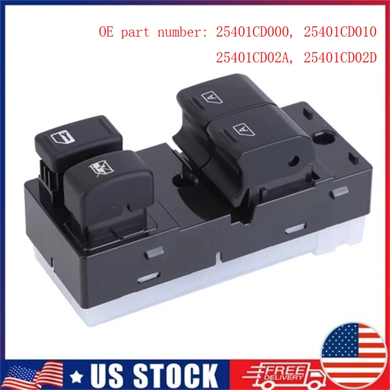

Power Window Control Switch Front Left Driver Side Compatible for Infiniti G35 Base 2004-2007 Replaces 25401CD000