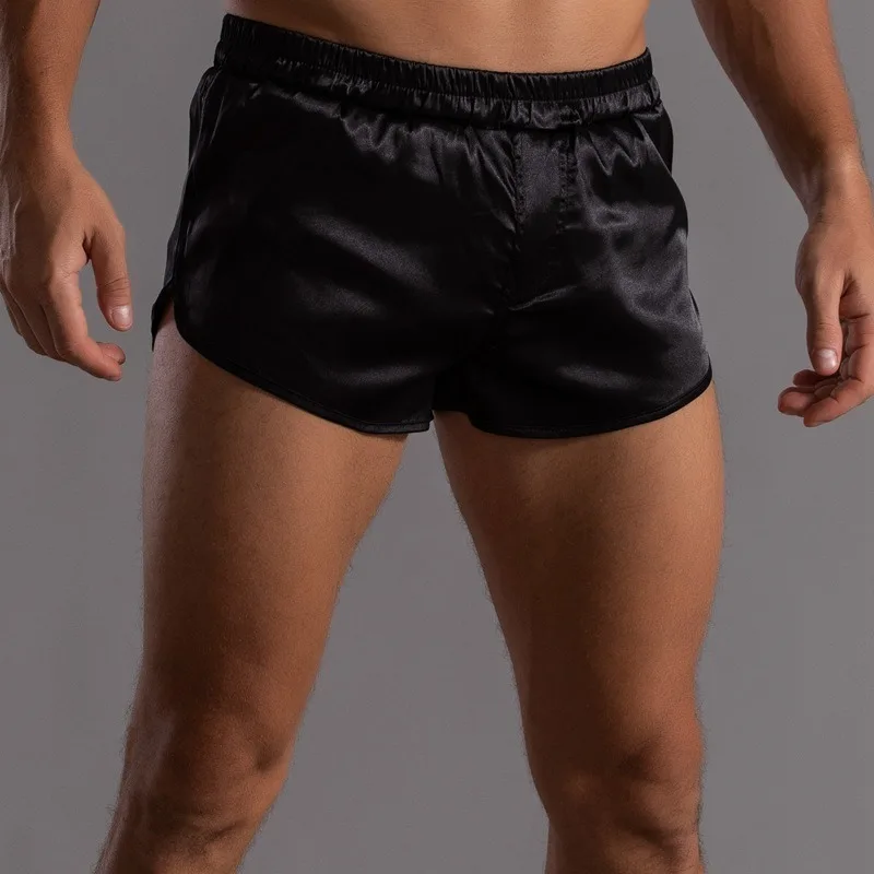 Mens Ice Silk Boxer Shorts Seamless Sissy Aro Pants Sleep Bottoms Lounge Shorts Quick Drying Breathable Underpants Trunks