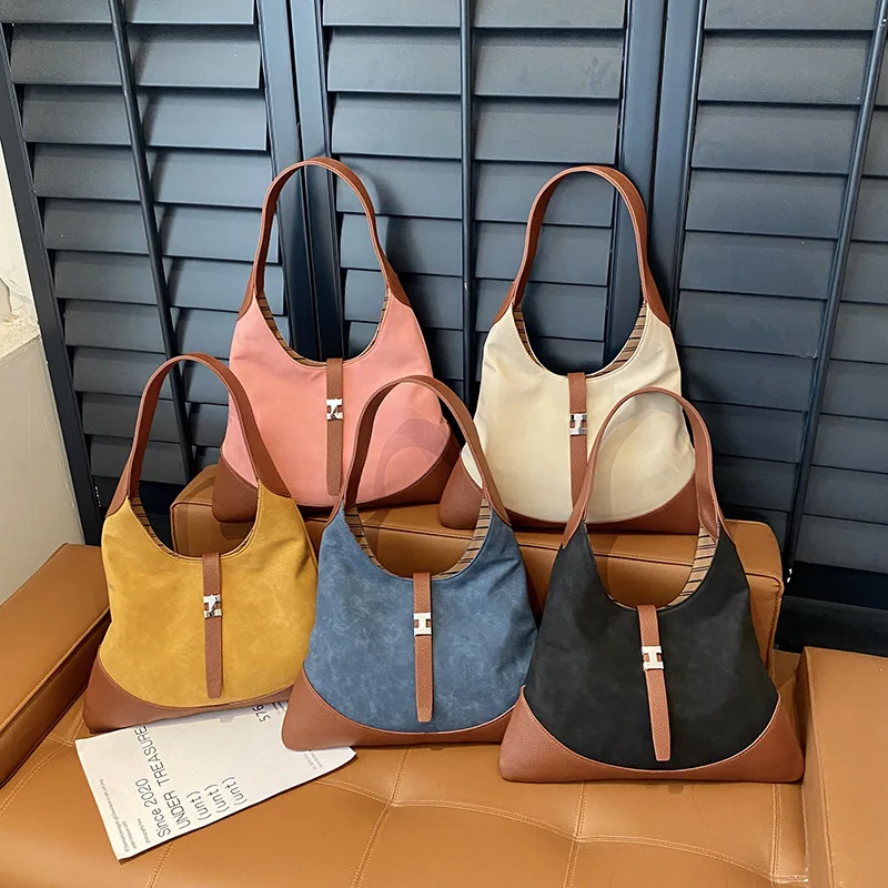 

Матовая сумка подмышки осень-зима 202, женская сумка через плечо с цветными блоками, винтажная сумка-тоут с верхней ручкой, роскошная сумка «день-ночь»