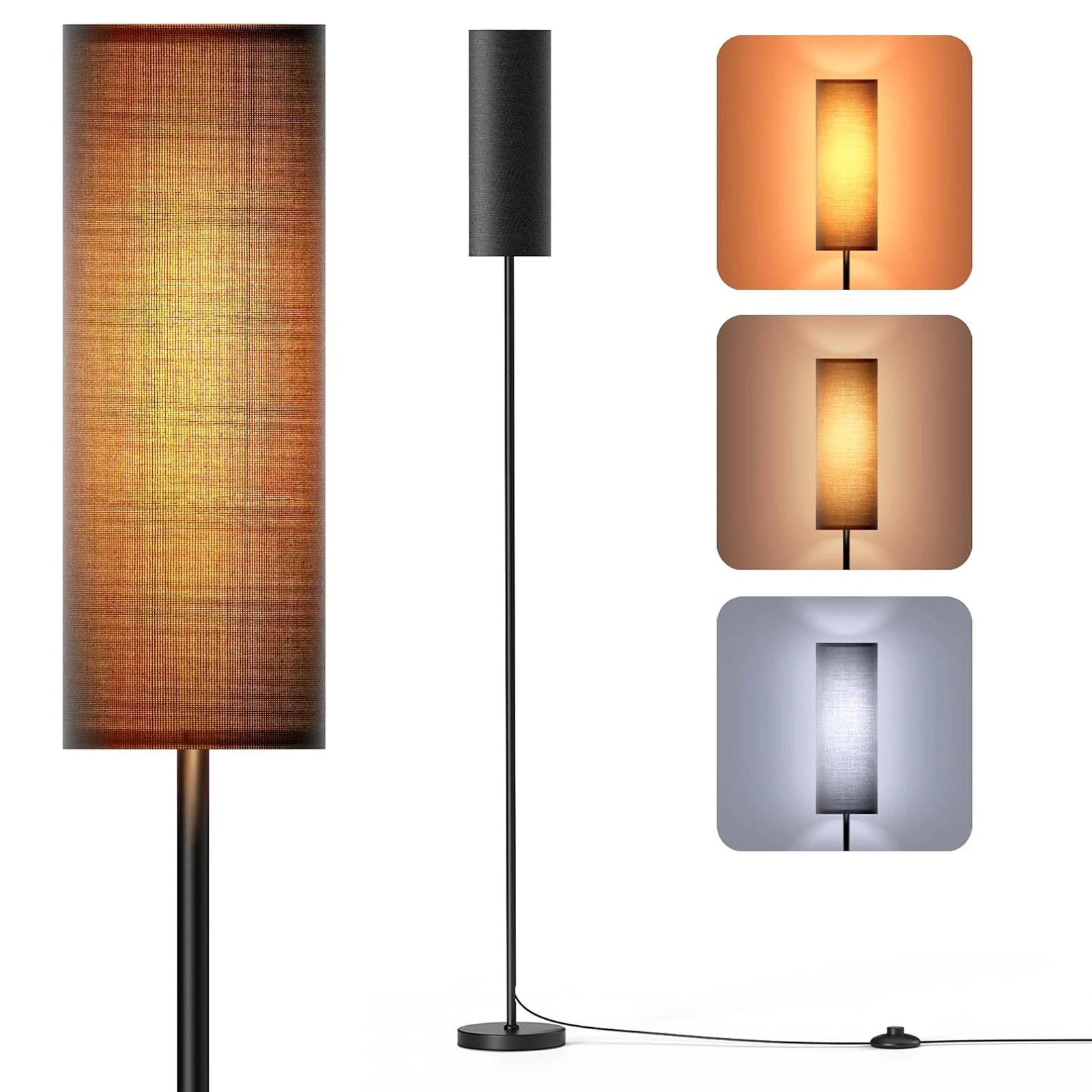 

Современный торшер, стоячий высокий свет со светодиодной лампой, 3-цветный ножной переключатель для спальни, гостиной, кабинета, офиса