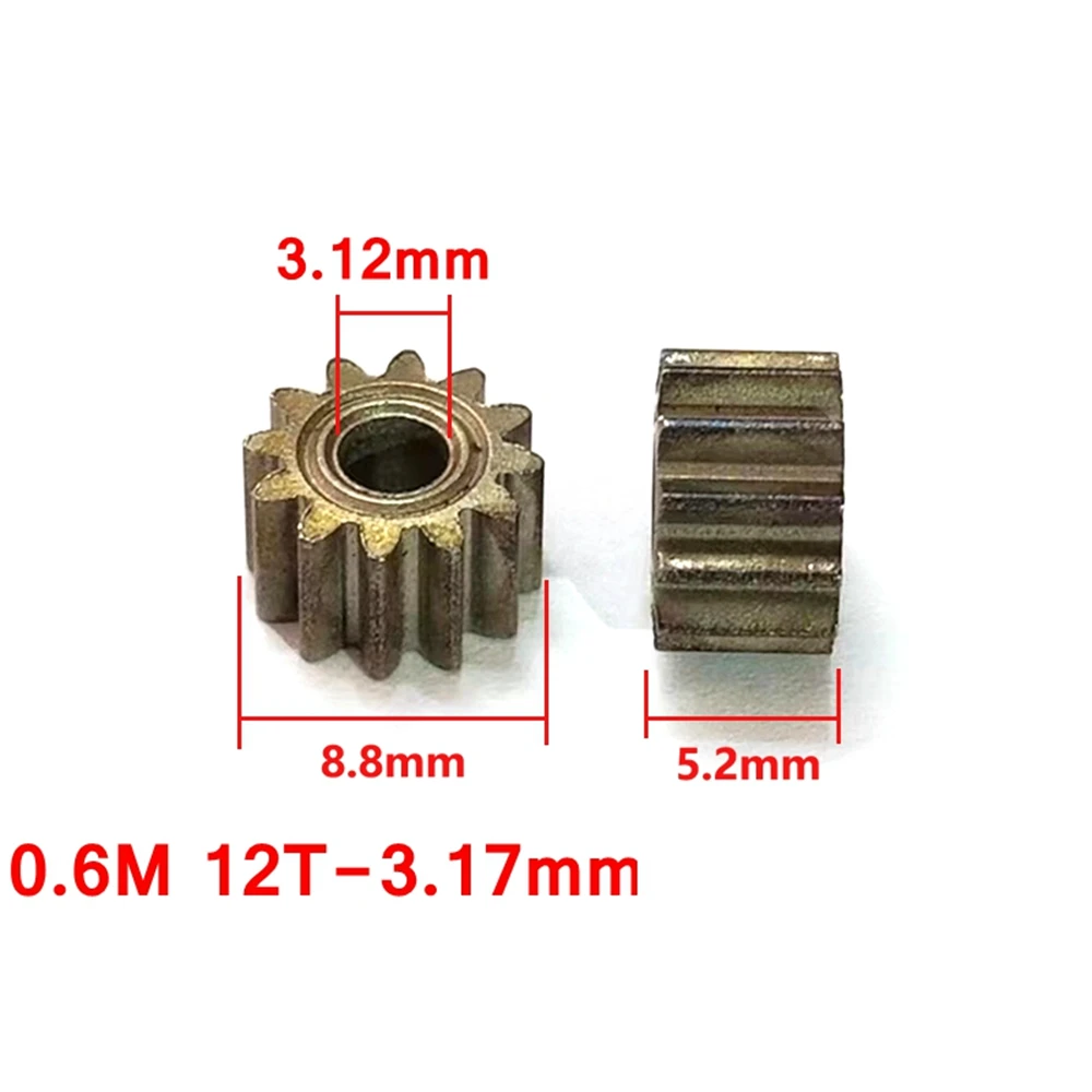 0.6M 9/12/13/14/15 Teeth DIY 3.17MM 4MM Electric Drill Gear Metal Cylindrical Straight Teeth