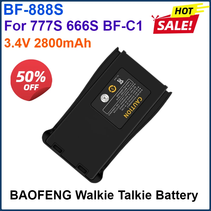 

3.4V 2800mAh Baofeng Walkie Talkie BF-888S Battery Type-C/USB Charging BF-888S/777S/666S BF-C1 Tow Way Radios Li-ion Battery