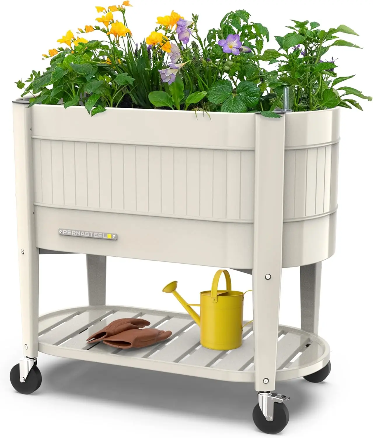 Indoor and Outdoor Use, Steel Material, Ivory Color, EnGrow™ TrueSoil™ Technology and Storage Shelf
