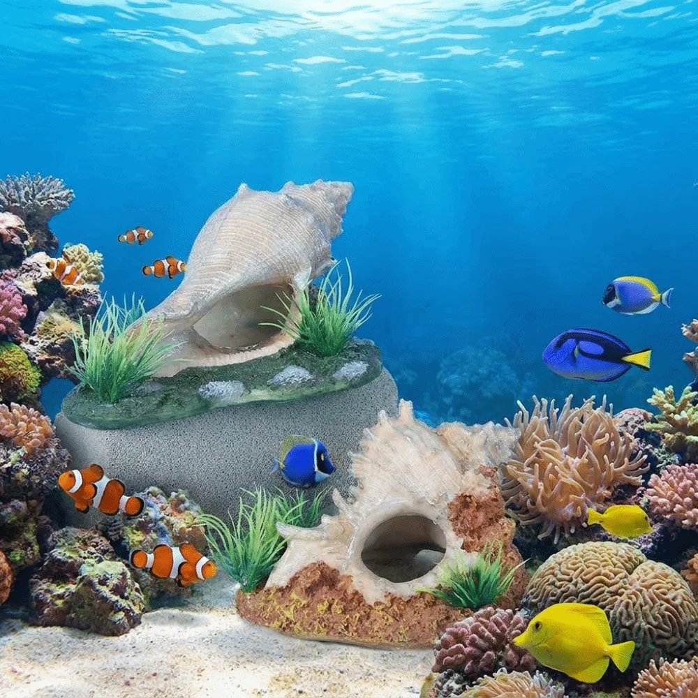 

Conch Shape Fish Hideaway Cave Natural Look Resin Shrimp Hiding House Simulation Aquascape Aquarium Simulated Cave