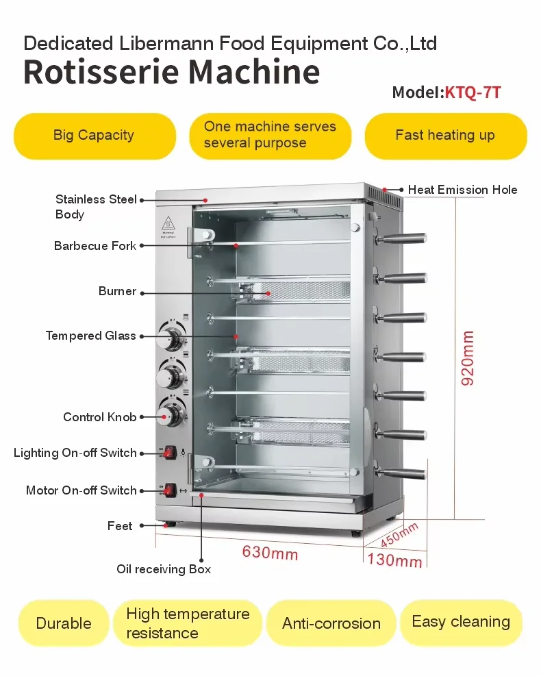 Portable Automatic Rotisserie Oven Meat Barbecue Kebab Machine Gas Rotary Pig Duck Chicken Fish Roaster For Corn Fruit Milk