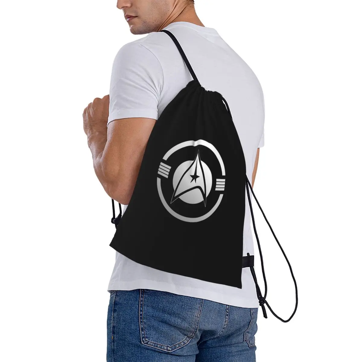 Star Treks Science Fiction TV Series Backpacks Portable Drawstring Bundle Pocket Storage Bag Book Bags for Travel School