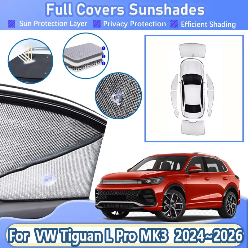 

For Volkswagen VW Tiguan L Pro MK3 Accessories 2024 2025 2026 Car Sun Visor UV Protection Reflector Full Visor Car Accessories