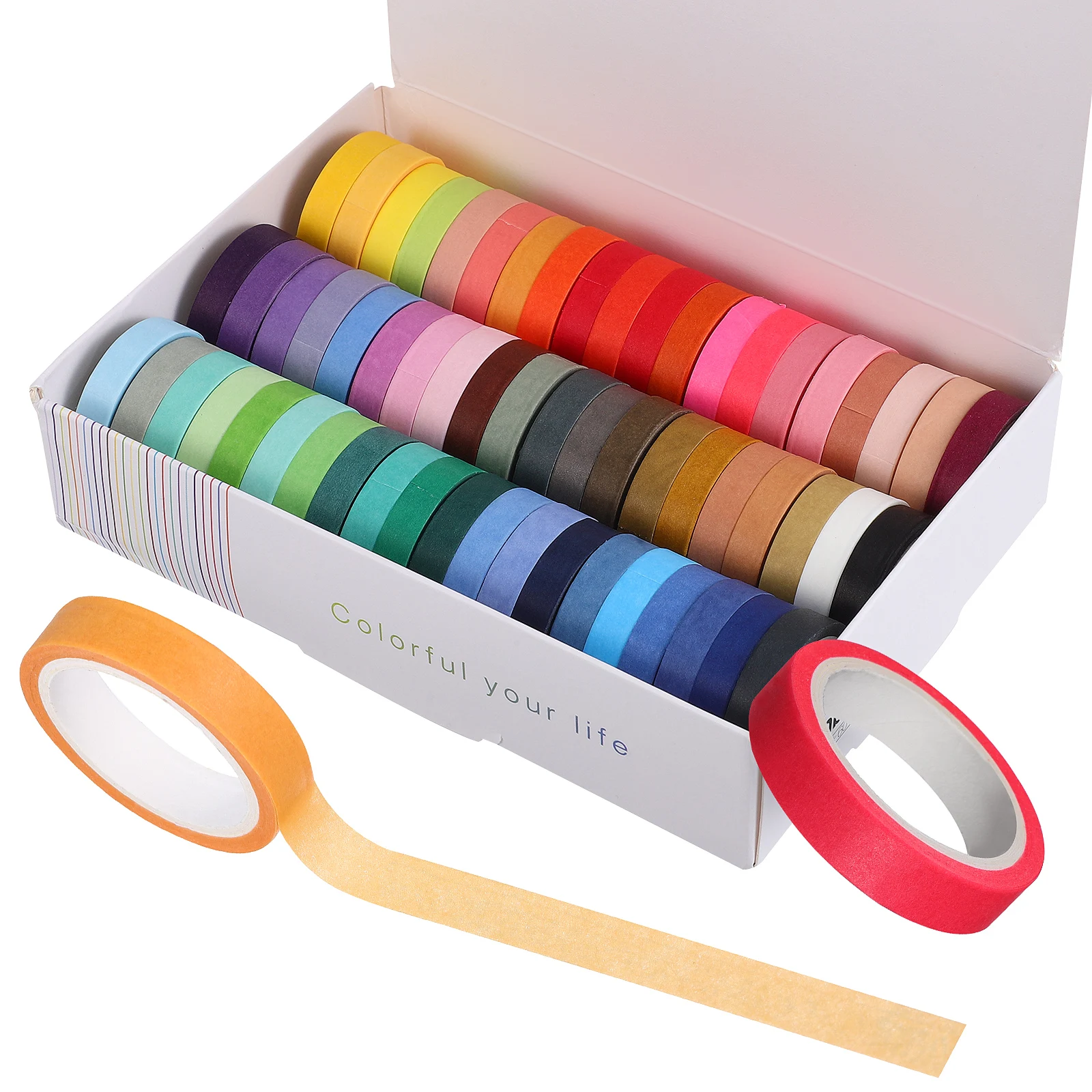 60pcs Rainbow Tape Washi Colorful Vintage Stickers for Journaling Scrapbook Craft Decoration Neutral Artist DIY Painting
