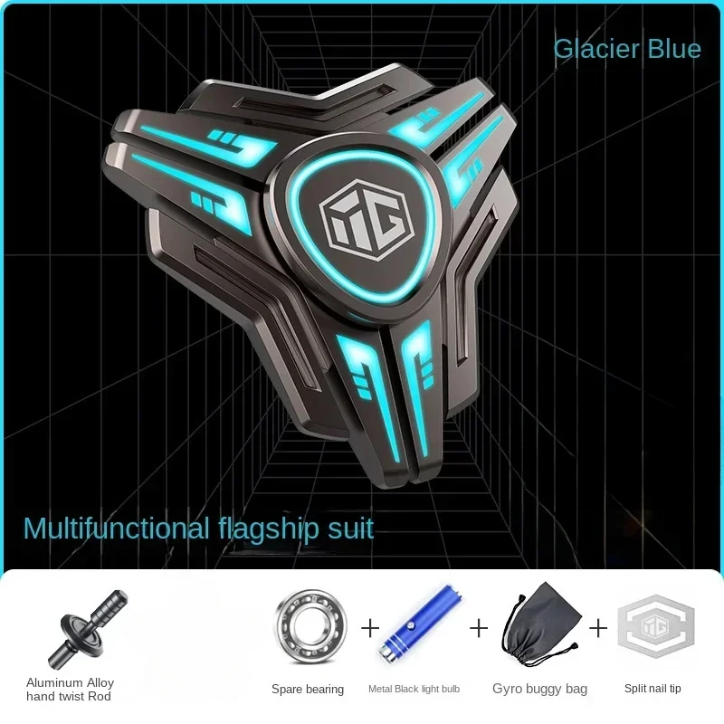 Metal luminoso fidget spinner lidar com ponta giratória superior giroscópio antiestresse aliviar o estresse reduzindo brinquedo brilhante descompressão ansiedade