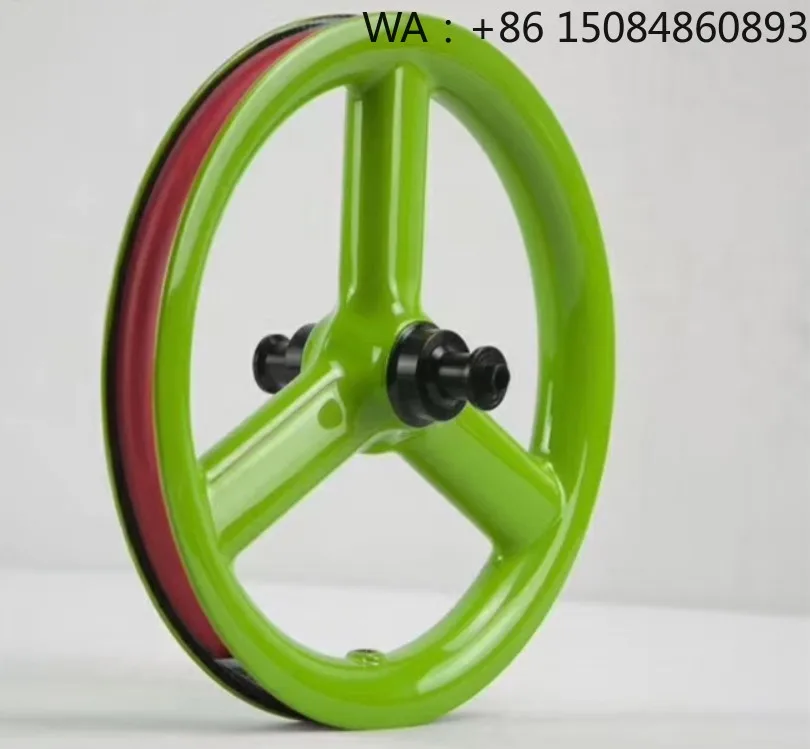 

12 Inch Full Carbon Folding Bike Wheelset, 3-spoke UD/3K/12K matte glossy carbon rim, dual V/disc brake portable bike parts