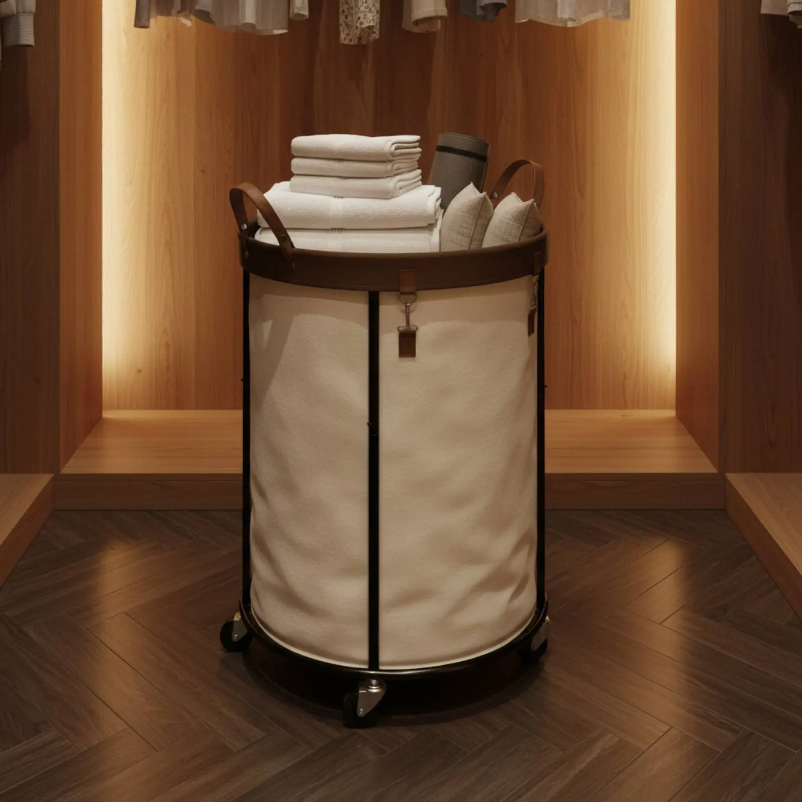 

Корзина для белья на колесиках с выдвижным вкладышем, круглая корзина для хранения на колесиках, передвижная корзина для белья с фиксируемыми роликами для спальни