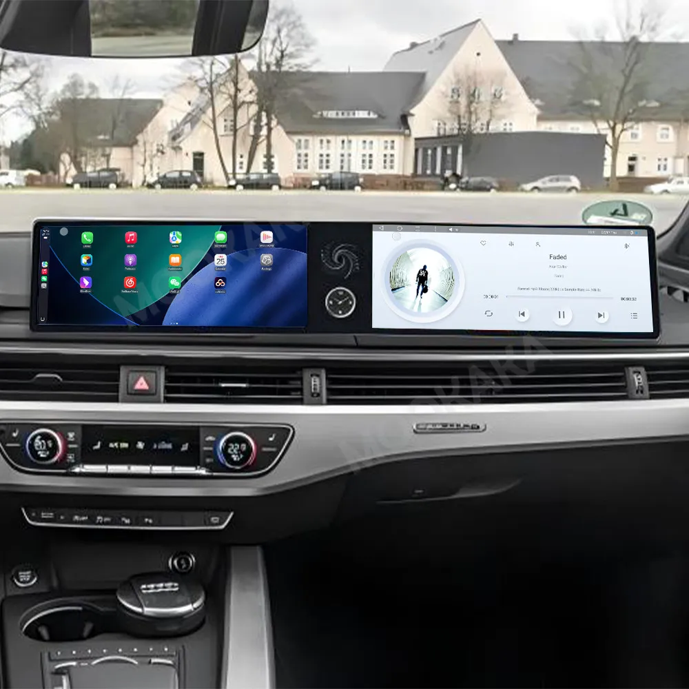 

24,6-дюймовый двухэкранный мультимедийный проигрыватель с CarPlay для Audi A4 A4L 2016-2020, автомобильная магнитола, GPS-навигация, Android, головное устройство для пассажиров