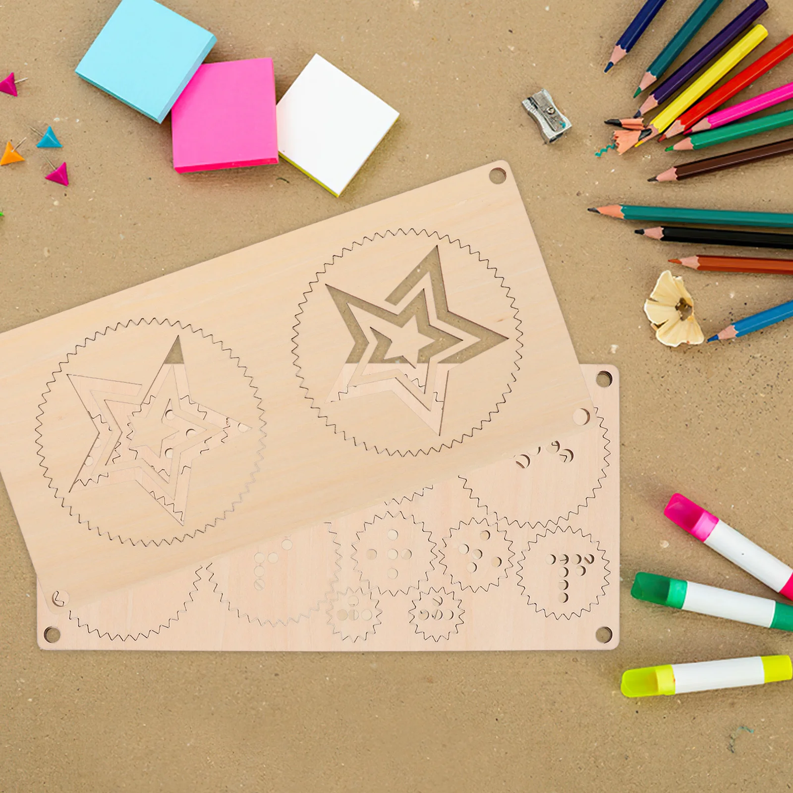 5pcs Multifunction Learning Board Wooden Puzzle Maze Game Geometric Animal Stencils Reusable Diy Drawing Kids Intelligence