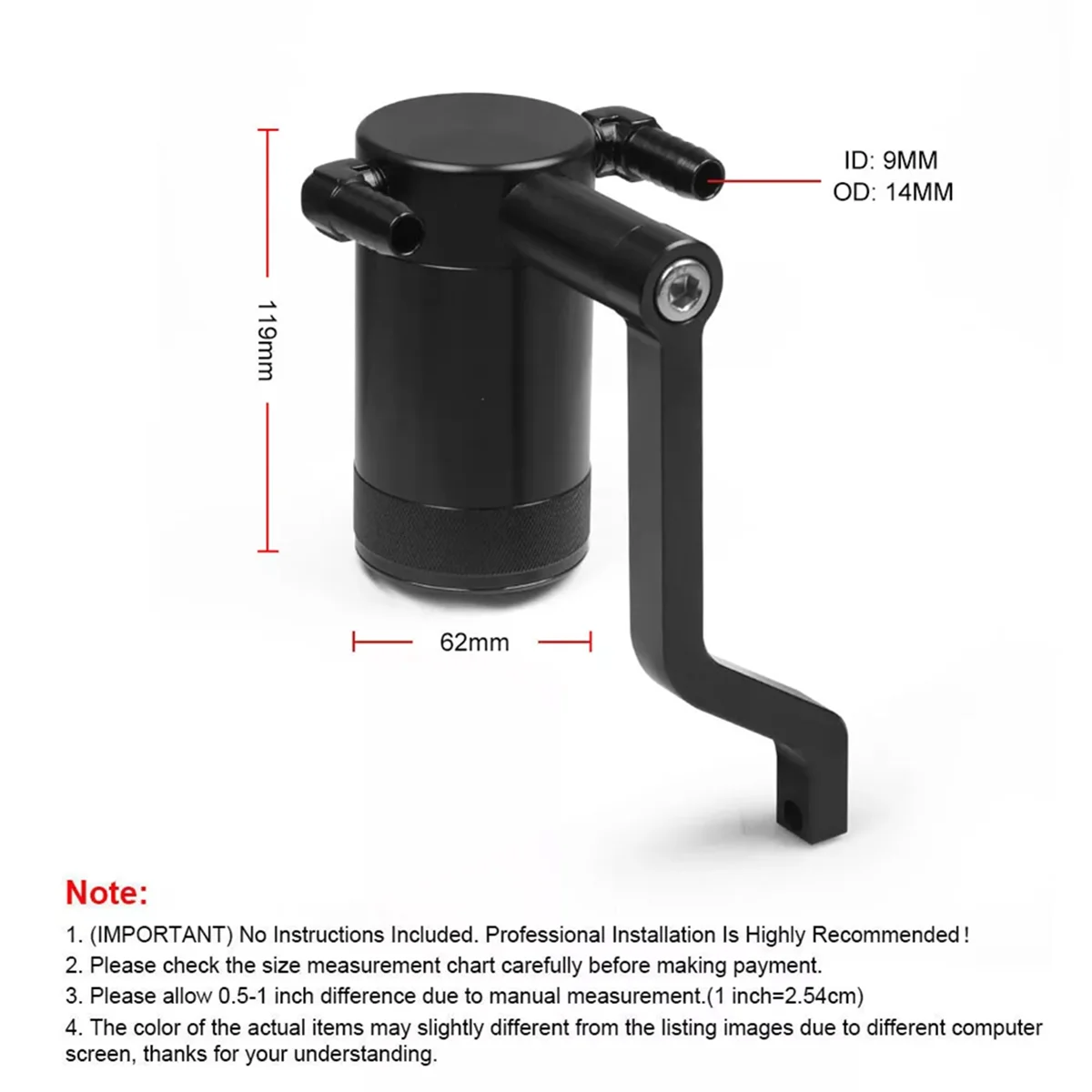 0.18L Aluminum Oil Catch Can Tank with Baffle Plate for Ram 1500 2500 3500 5.7L 6.4L HEMI 2009-2019 Black