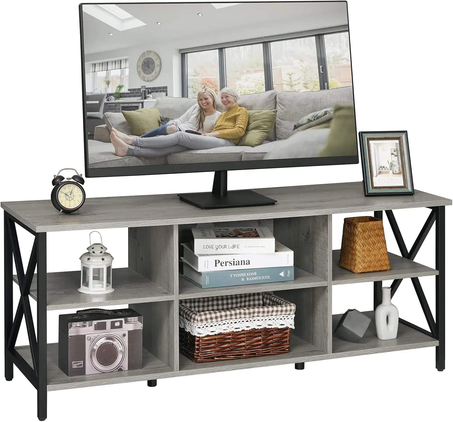 

TV Stand for 55 Inch TV, 47 Inch TV Stand with Adjustable Storage Shelves