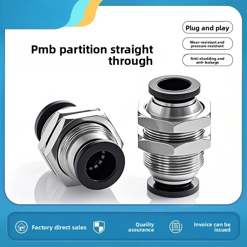 

Pneumatic Bulkhead Fitting Quick Connect 10mm Tube 8mm Copper PM4mm6 Thread