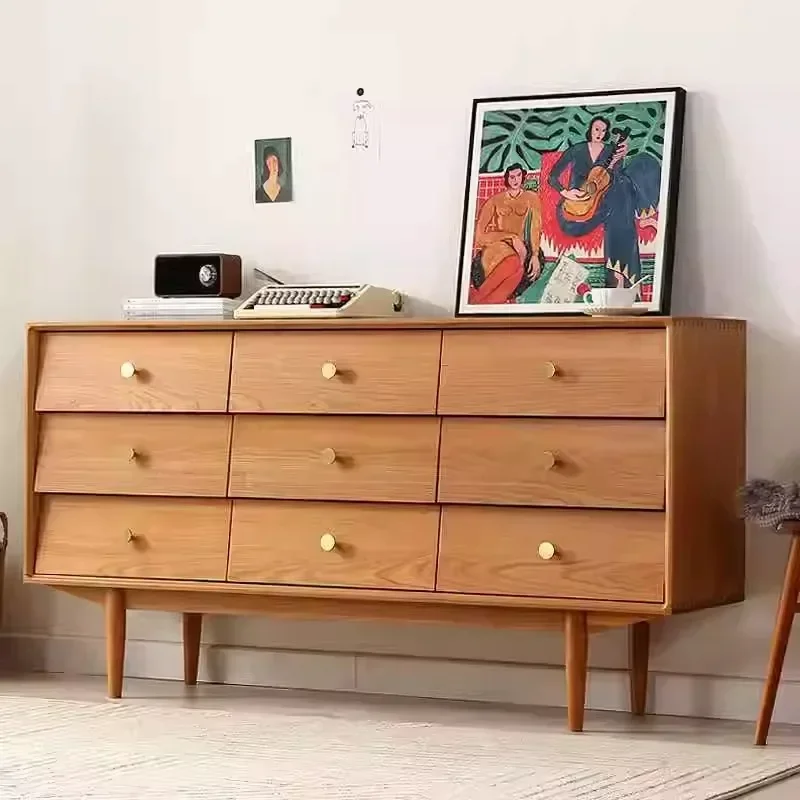 Japanese Storage Cabinet White Oak Black Walnut Drawer Cabinet Bedroom Locker