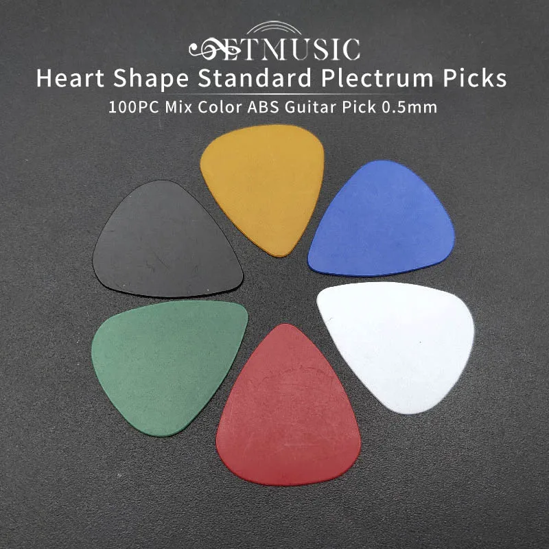 100PC Standard Guitar Pick Plectrum Pick Heart Shape Mix Color ABS Guitar Pick 0.5mm