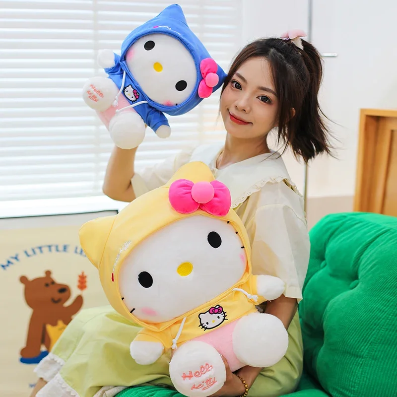

Sanrio New Hello Kitty Sports Hoodie KT Cat Plush Animals Toy Children's Sleeping Pillows Plushies Stuffed Doll Birthday Gift