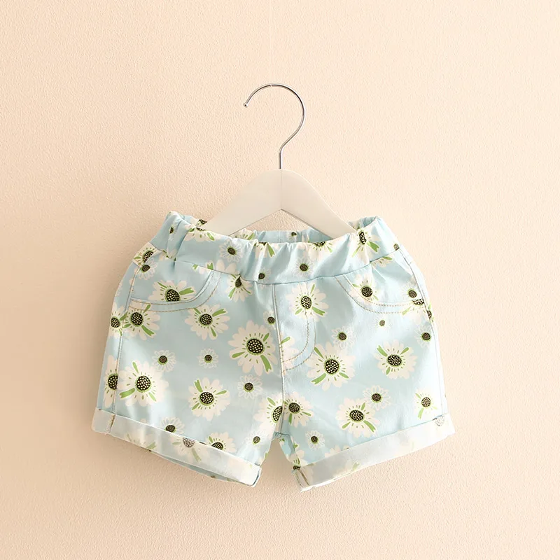 2023 Summer 2 3 4 5 6  8 10 Years Children\'S Clothing Cotton Thin Fower Print Kids Baby Girl Beach Hot Shorts