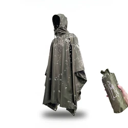 Poncho tre in uno all'aperto impermeabile escursionismo alpinismo campeggio impermeabile piccolo baldacchino tappetino Poncho antipioggia multifunzione