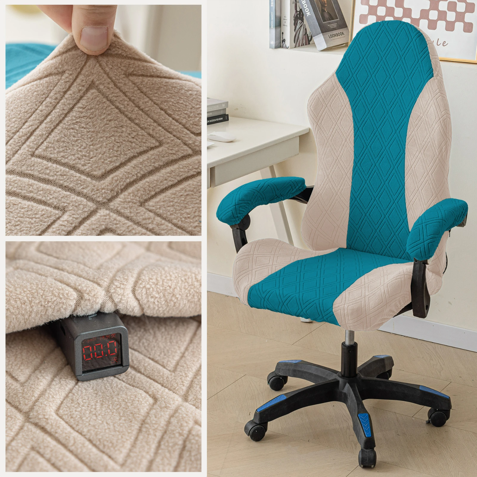 Fashion Jacquard Gaming Chair Cover Thickened Elastic Two-tone Color Armchair Cover Anti-slip Dustproof E-sport Chair Protector