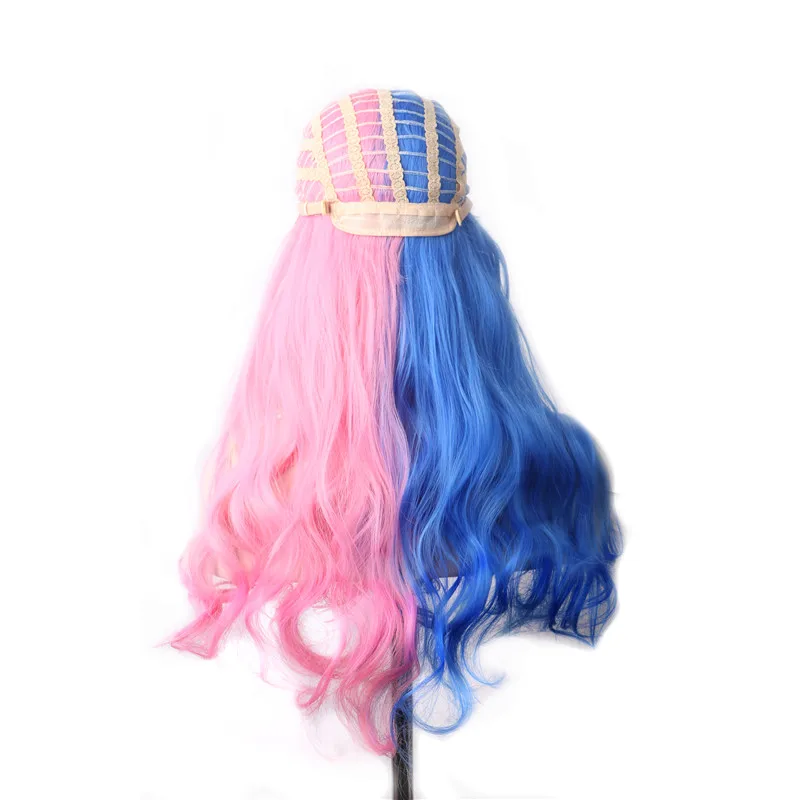 Woodfestival Goedkope Pruiken Voor Vrouwen Ombre Synthetisch Haar Lange Golvende Blonde Lolita Pruik Cosplay Roze Rood Zwart Paars Blauw Grijs