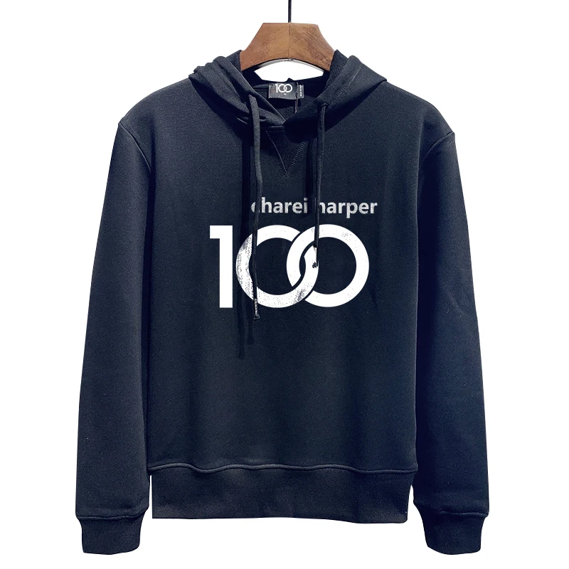 Charei harper dsq men's hoodie sweater 376 minimalist letter print pullover autumn and winter long sleeved pure cotton thickened