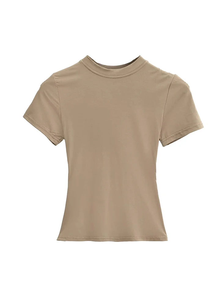 2025 New High Quality Casual T shirt Sexy Slim Short Sleeves Fashion Trend Solid Women Clothing y2k Tops, image 2