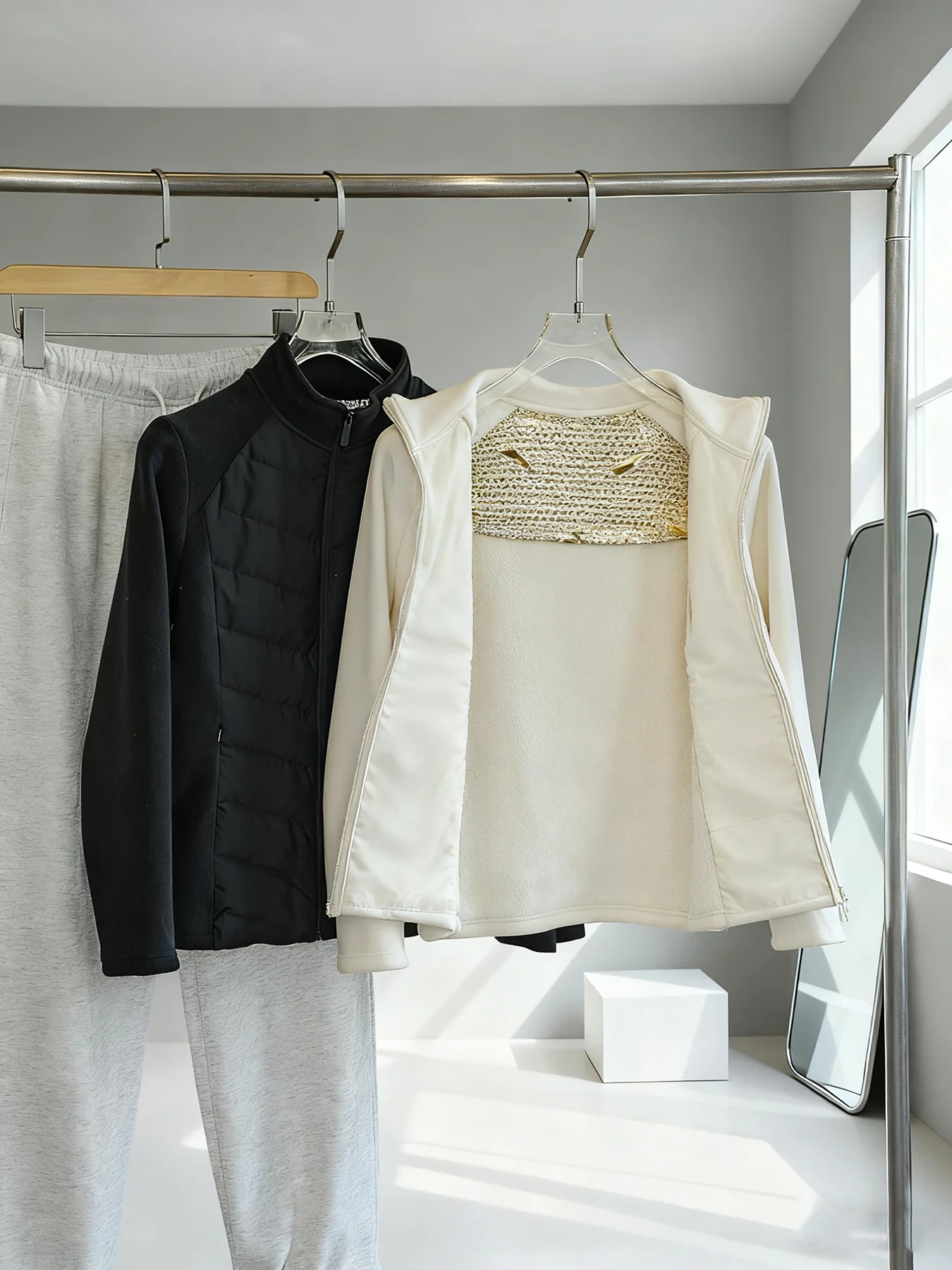 スリムフィット保温レディースダウンジャケットスタンドアップカラー無地スプライス長袖軽量通勤厚手コート