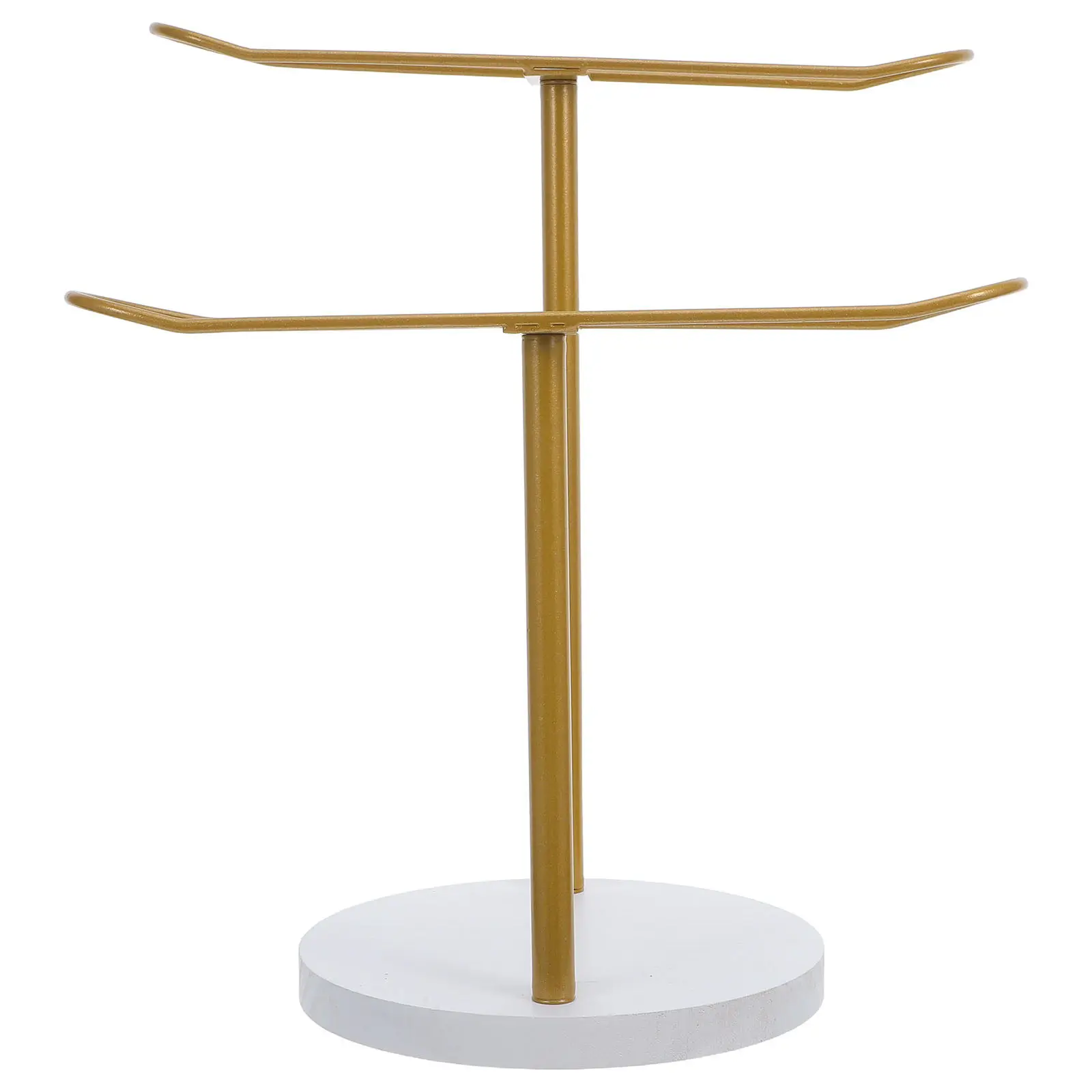 

Metal Headband Storage Holder Gold 2-Tier Hair Hoop Display Stand Wood Base Jewelry Organizer Vanity Hair Accessories Bracelet