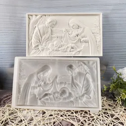 Jesus Sleeping Relief Picture Cement Concrete Mold Wall Hanging Rectangle Family Statue Gypsum Plaster Mould Ornament Resin Mold