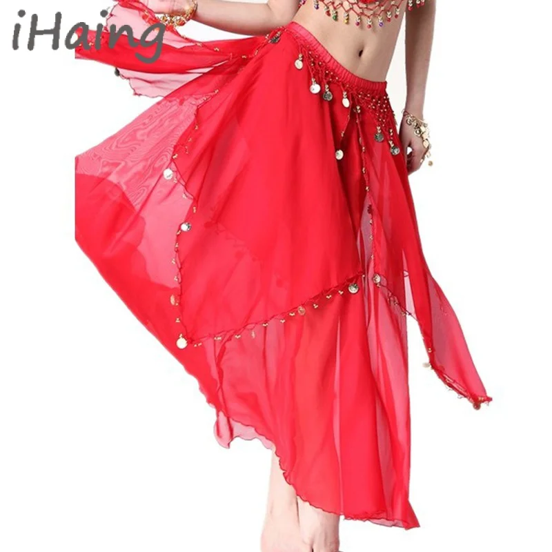 2023 Sexy Women Belly Dance Coin Skirt Lady Chiffon Spanish Bellydance Lesson Wear Dress Stage Costume Swing Rave Outfits Dress