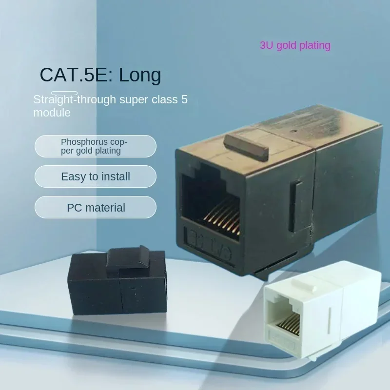 

10 Ethernet LAN CAT.5E trapezoidal connectors, RJ45 female to female plug-in coupler, UTP wall panel 5e socket black, white